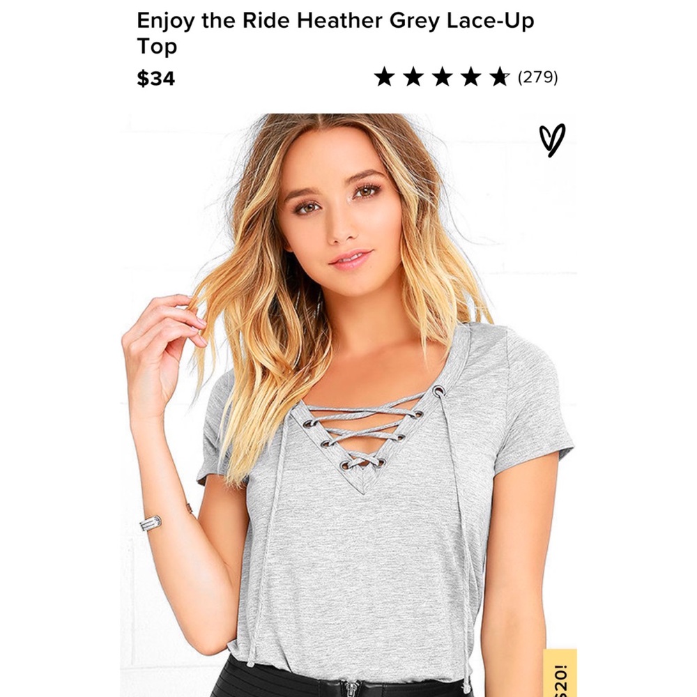 Lulu’s Heather Grey Lace-Up T-Shirt